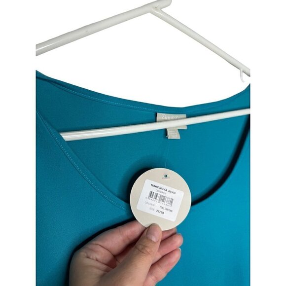 NWT Zim & Zoe Asymmetrical Sleeveless Tunic Teal 26/28 - Picture 2 of 4